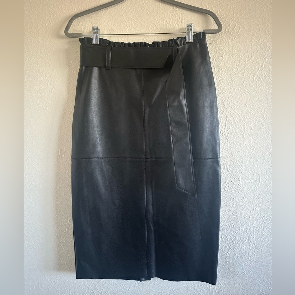 Zara paper bag waist faux leather skirt